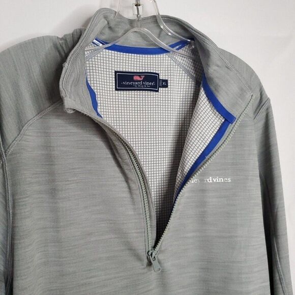 Vineyard Vines Mens Quarter Zip Pullover Medium Gray Sankaty Performance Preppy - Picture 4 of 6